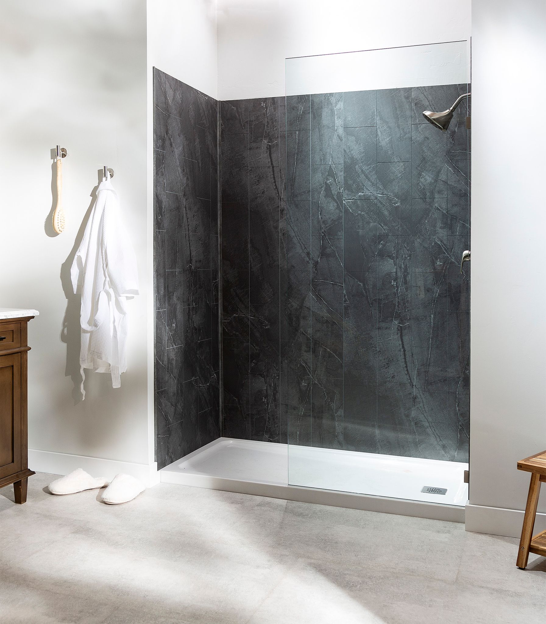 Cracked Slate Shower Wall Kit 36x36x78 | Clon Digital Tile Catalog
