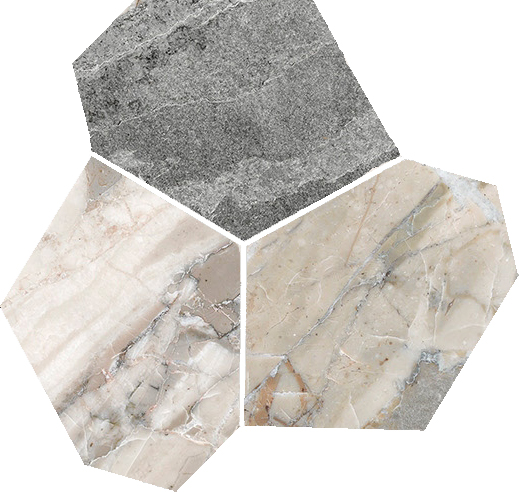 Dynasty Grey Polished/Matte 11X12 Eggs Mosaic | Clon Digital Tile Catalog