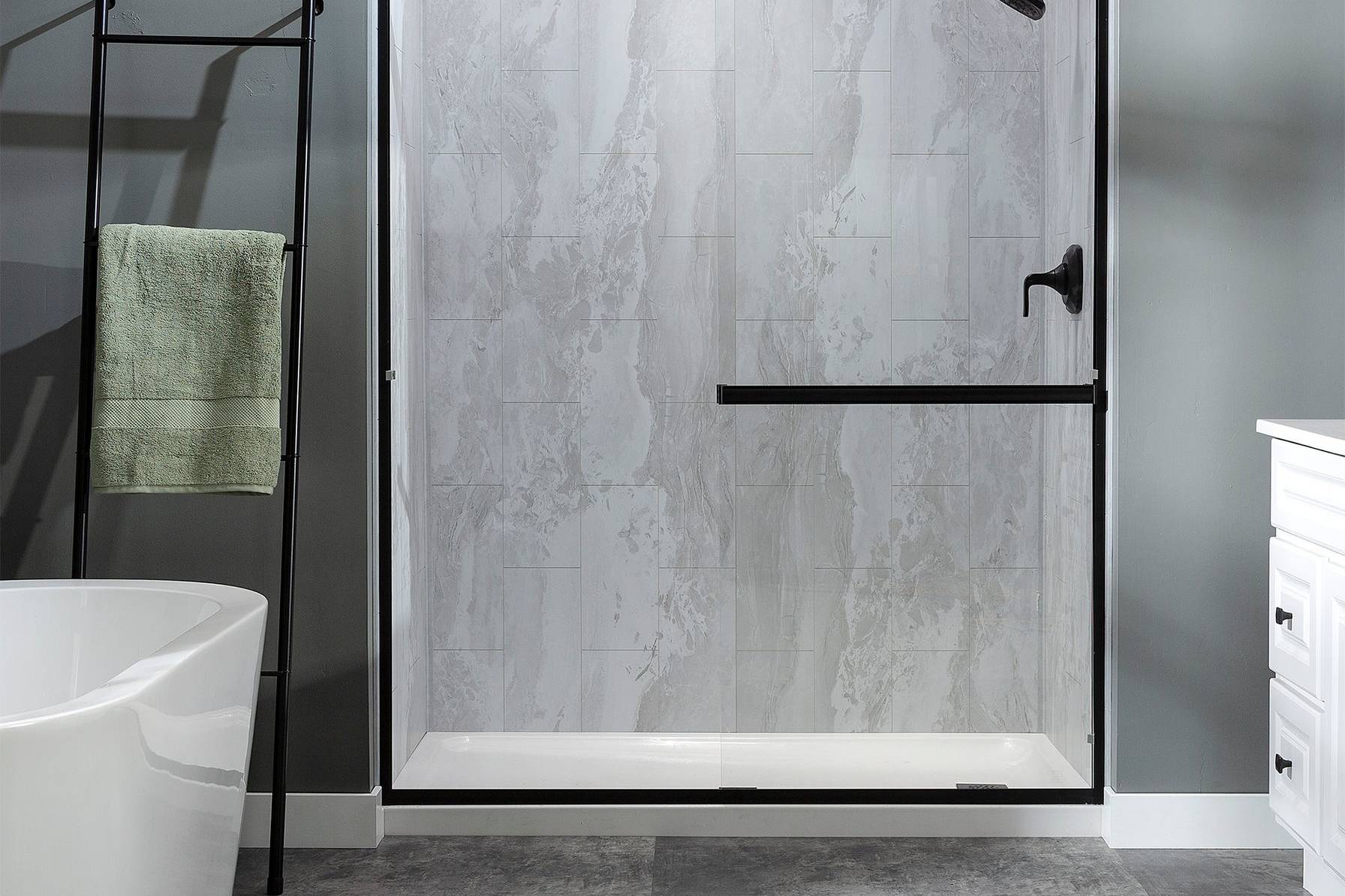 Iced Pewter Shower Wall Kit 32x60x78 | Clon Digital Tile Catalog