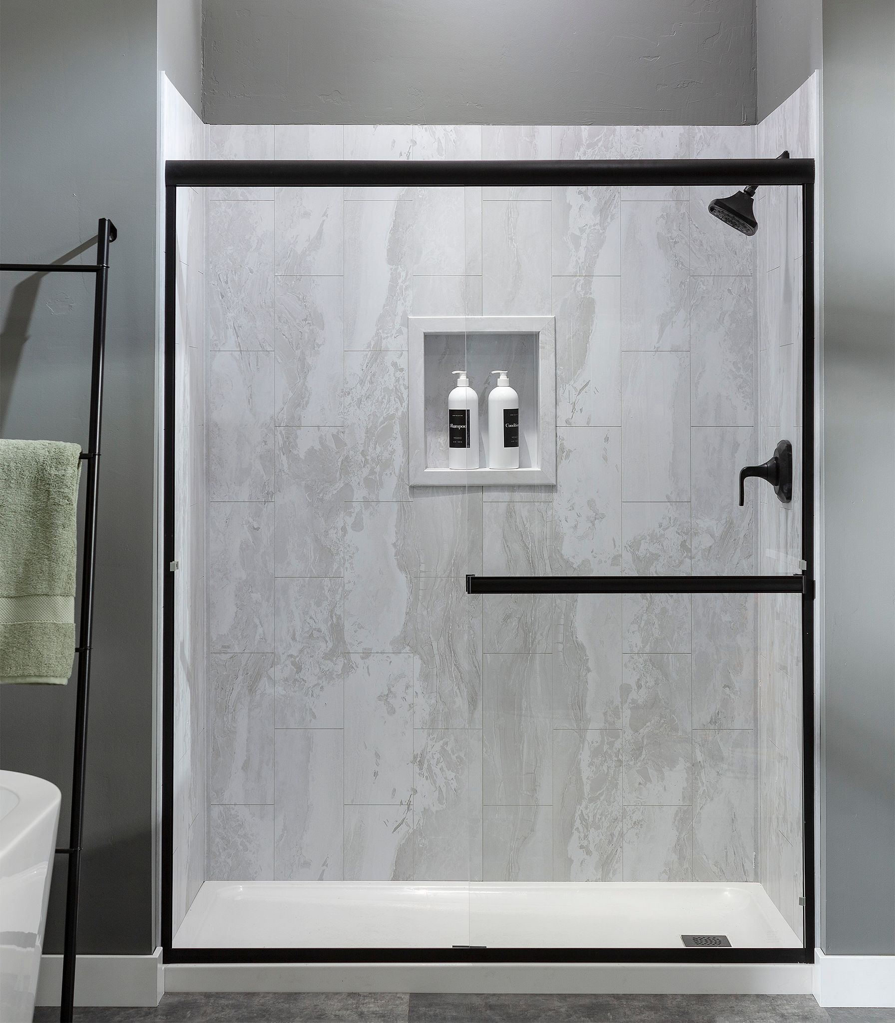 Iced Pewter Shower Wall Kit 36x36x78 | Clon Digital Tile Catalog
