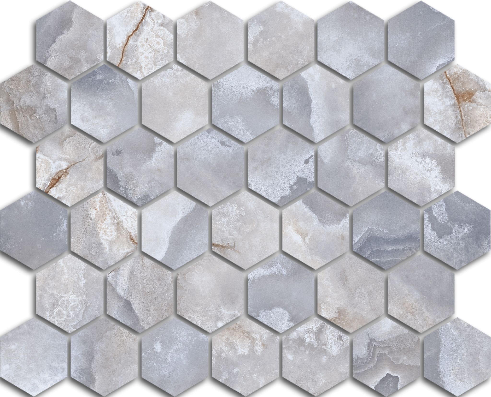 Treasure Blue Dream Onyx 2x2 Polished Hexagon Mosaic | Clon Digital Tile Catalog