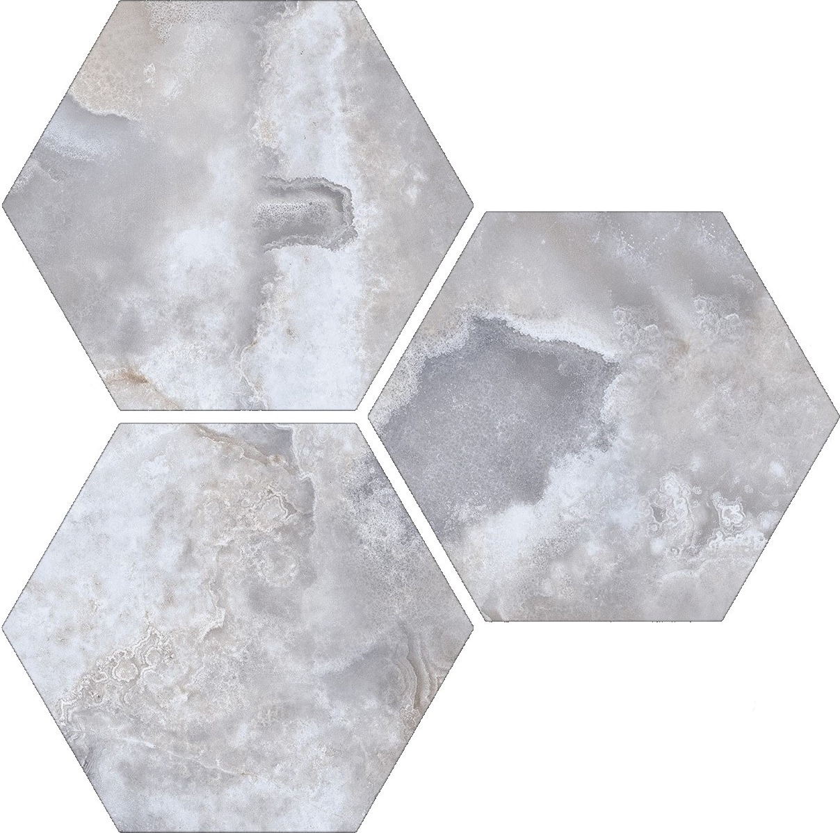 Treasure Blue Dream Onyx 6" Carved Hexagon | Clon Digital Tile Catalog