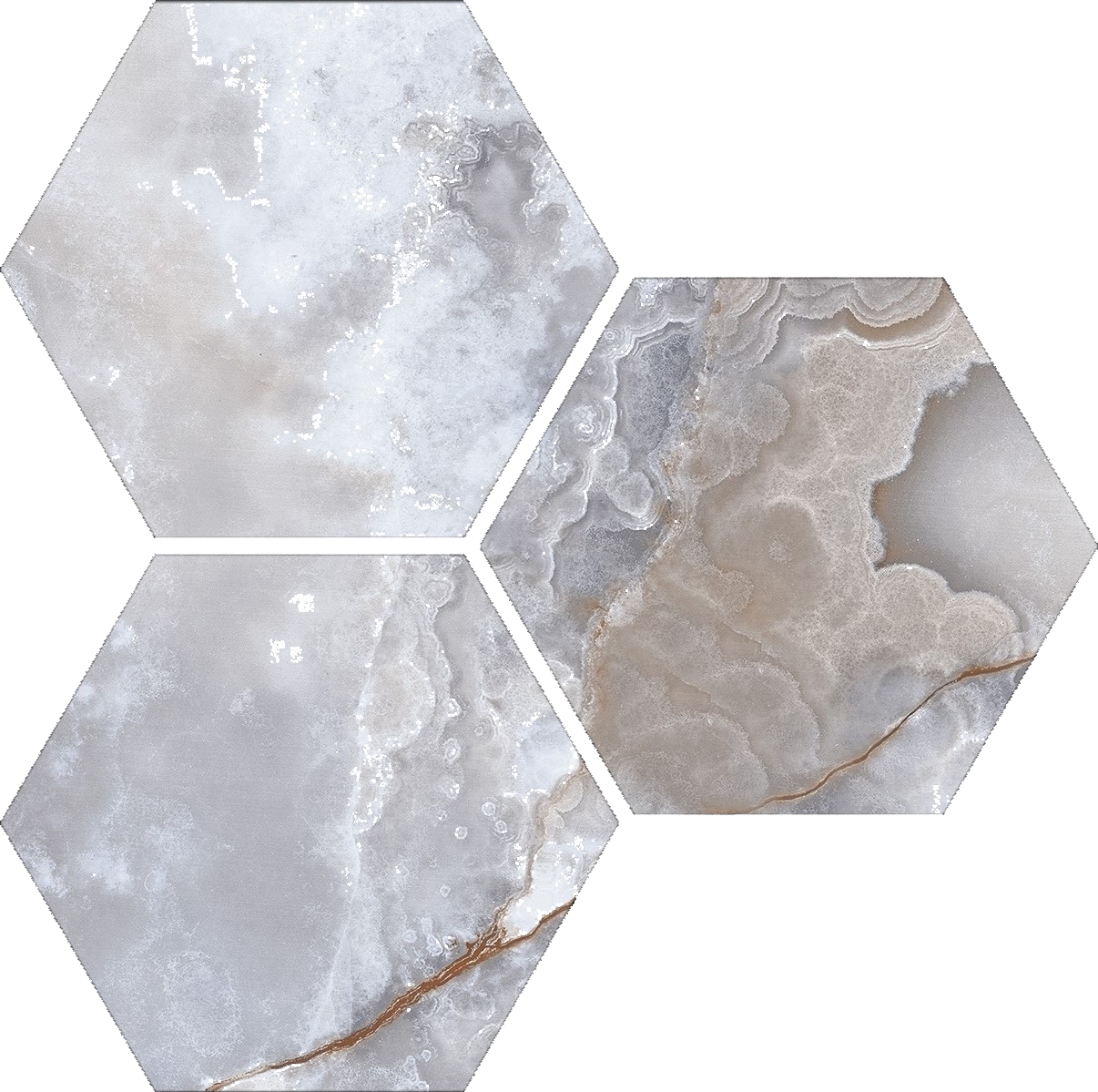 Treasure Blue Dream Onyx 6" Carved Hexagon | Clon Digital Tile Catalog