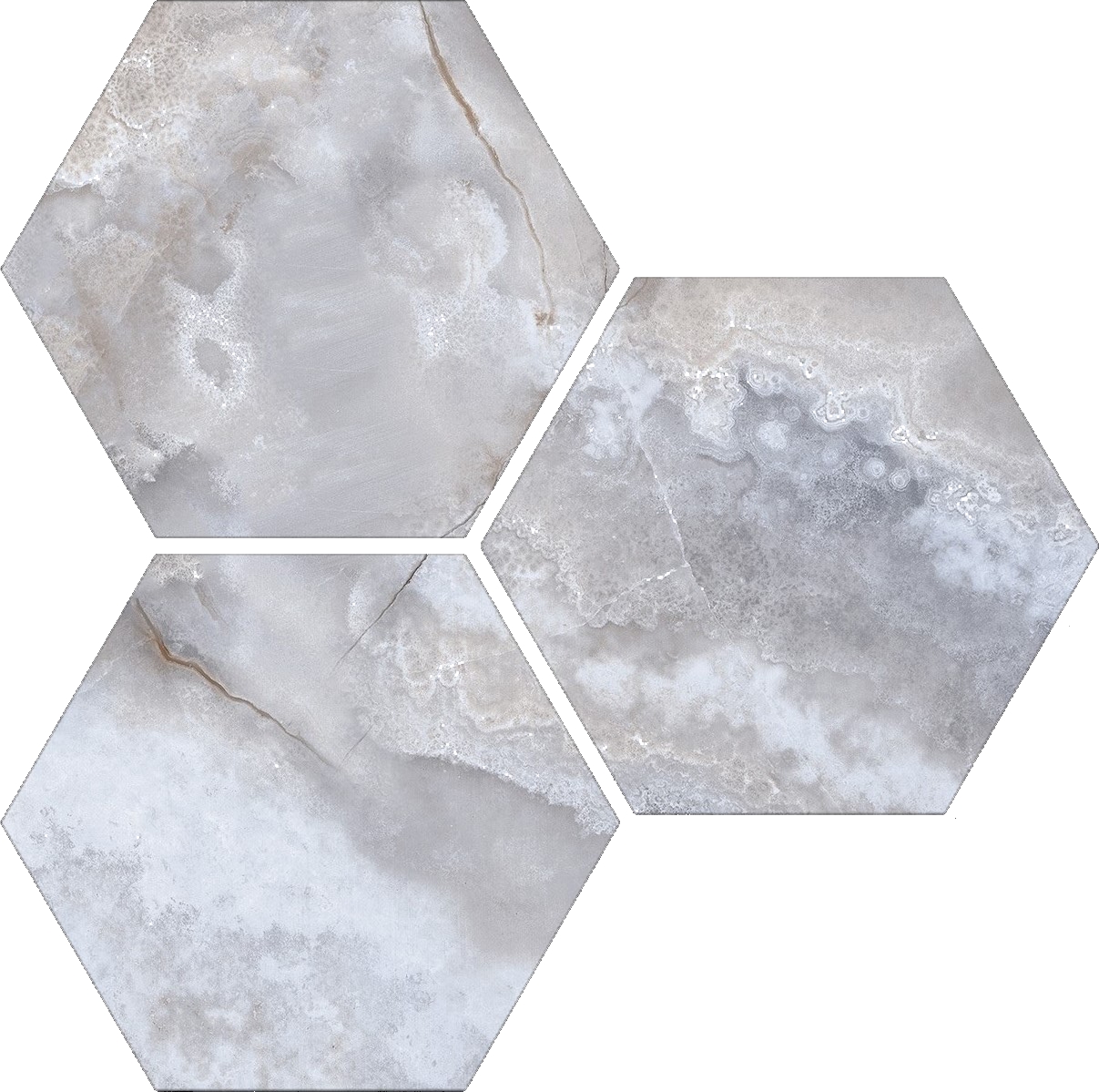Treasure Blue Dream Onyx 6" Carved Hexagon | Clon Digital Tile Catalog