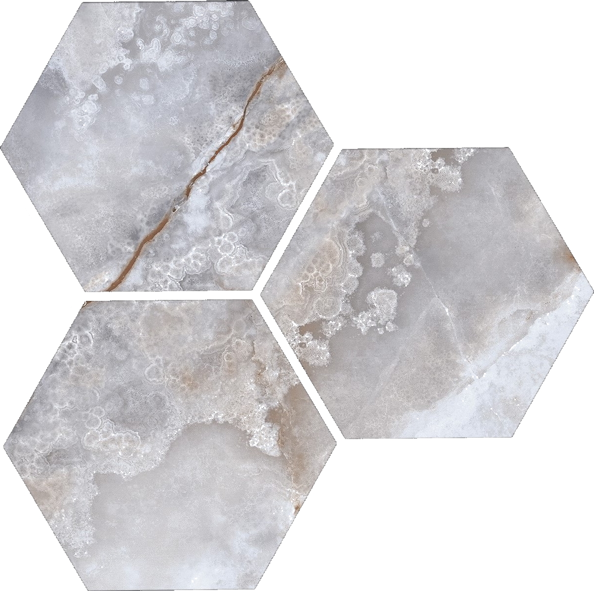 Treasure Blue Dream Onyx 6" Carved Hexagon | Clon Digital Tile Catalog