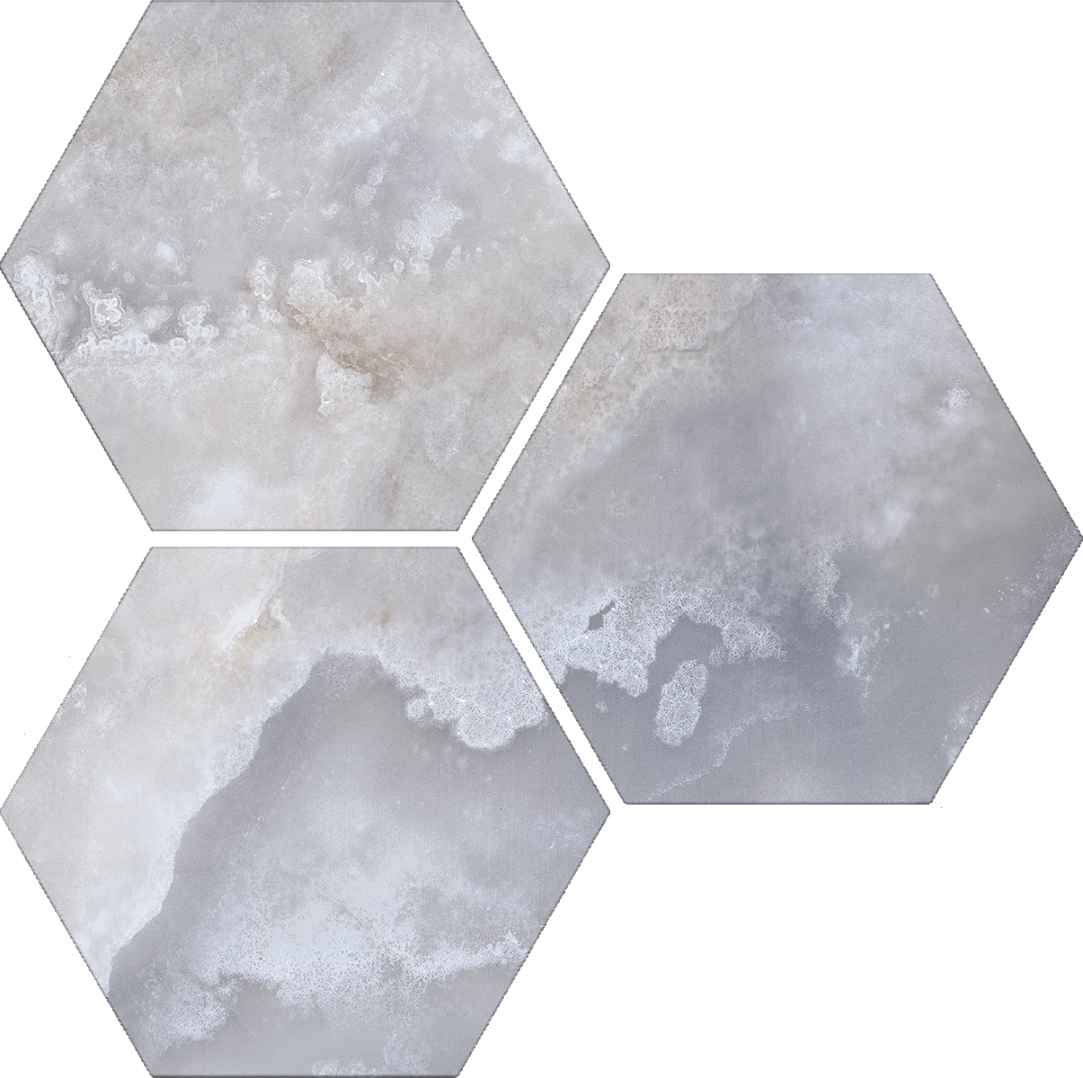 Treasure Blue Dream Onyx 6" Carved Hexagon | Clon Digital Tile Catalog