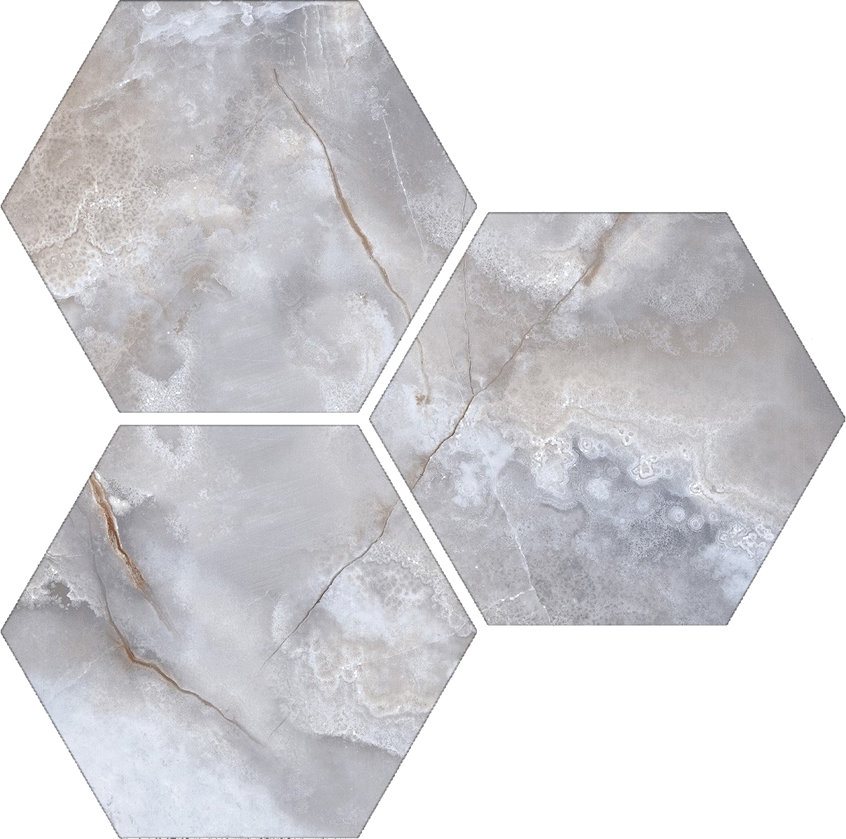 Treasure Blue Dream Onyx 6" Carved Hexagon | Clon Digital Tile Catalog