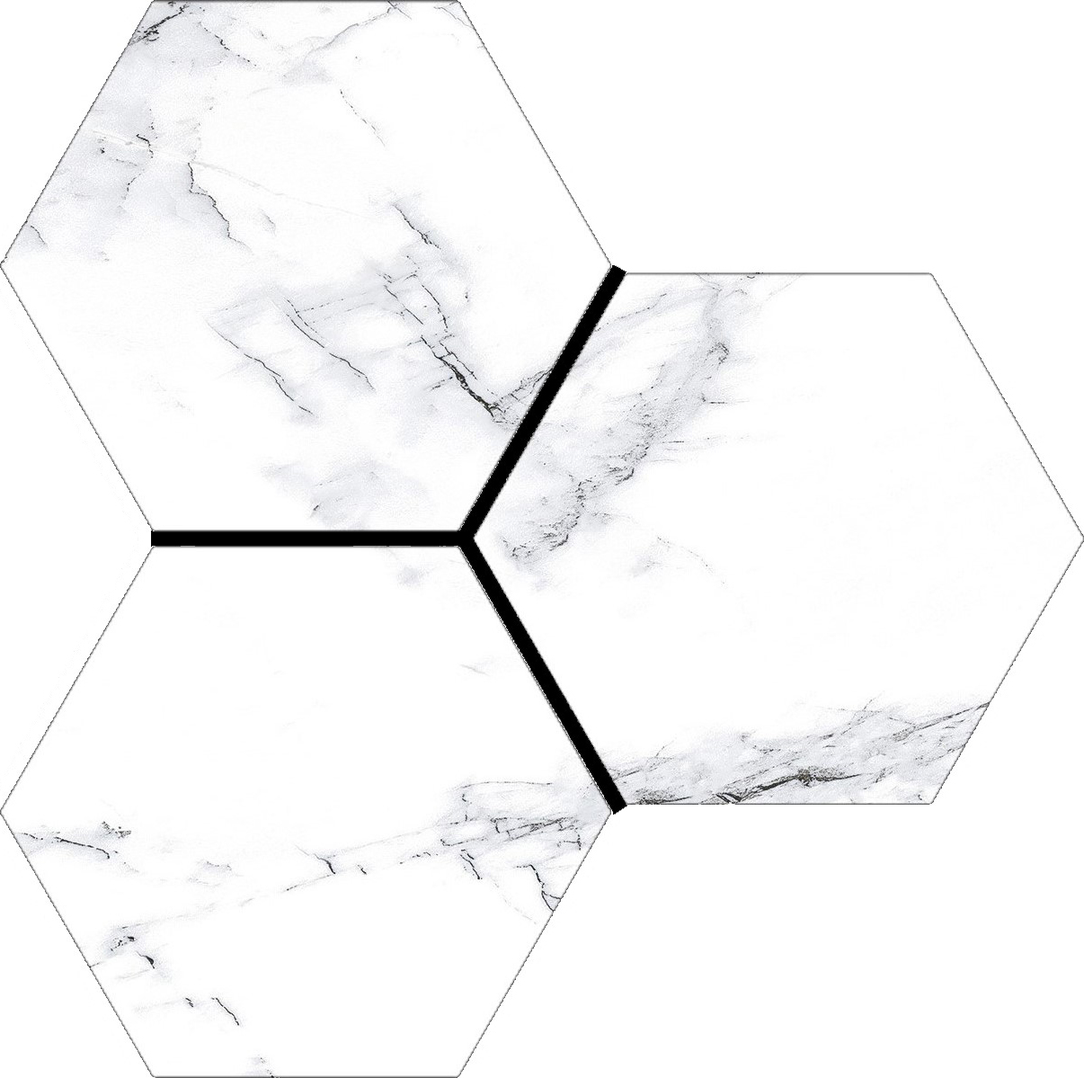 Treasure Ice White Marble 6" Carved Hexagon | Clon Digital Tile Catalog