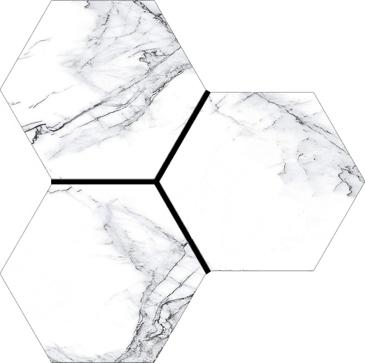 Treasure Ice White Marble 6" Carved Hexagon | Clon Digital Tile Catalog