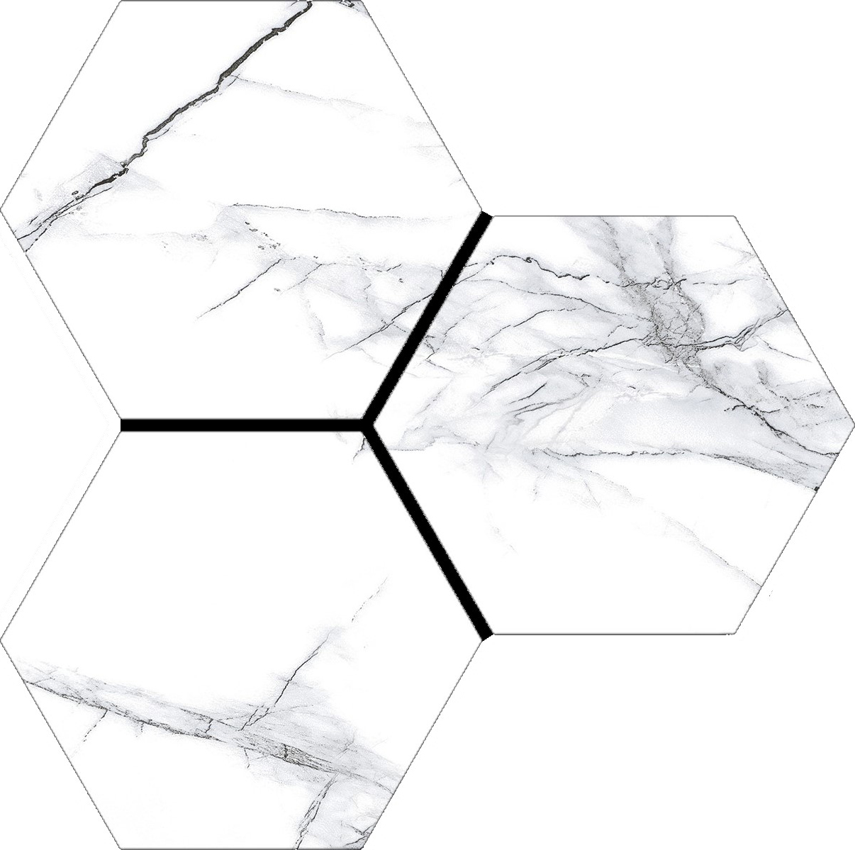 Treasure Ice White Marble 6" Carved Hexagon | Clon Digital Tile Catalog