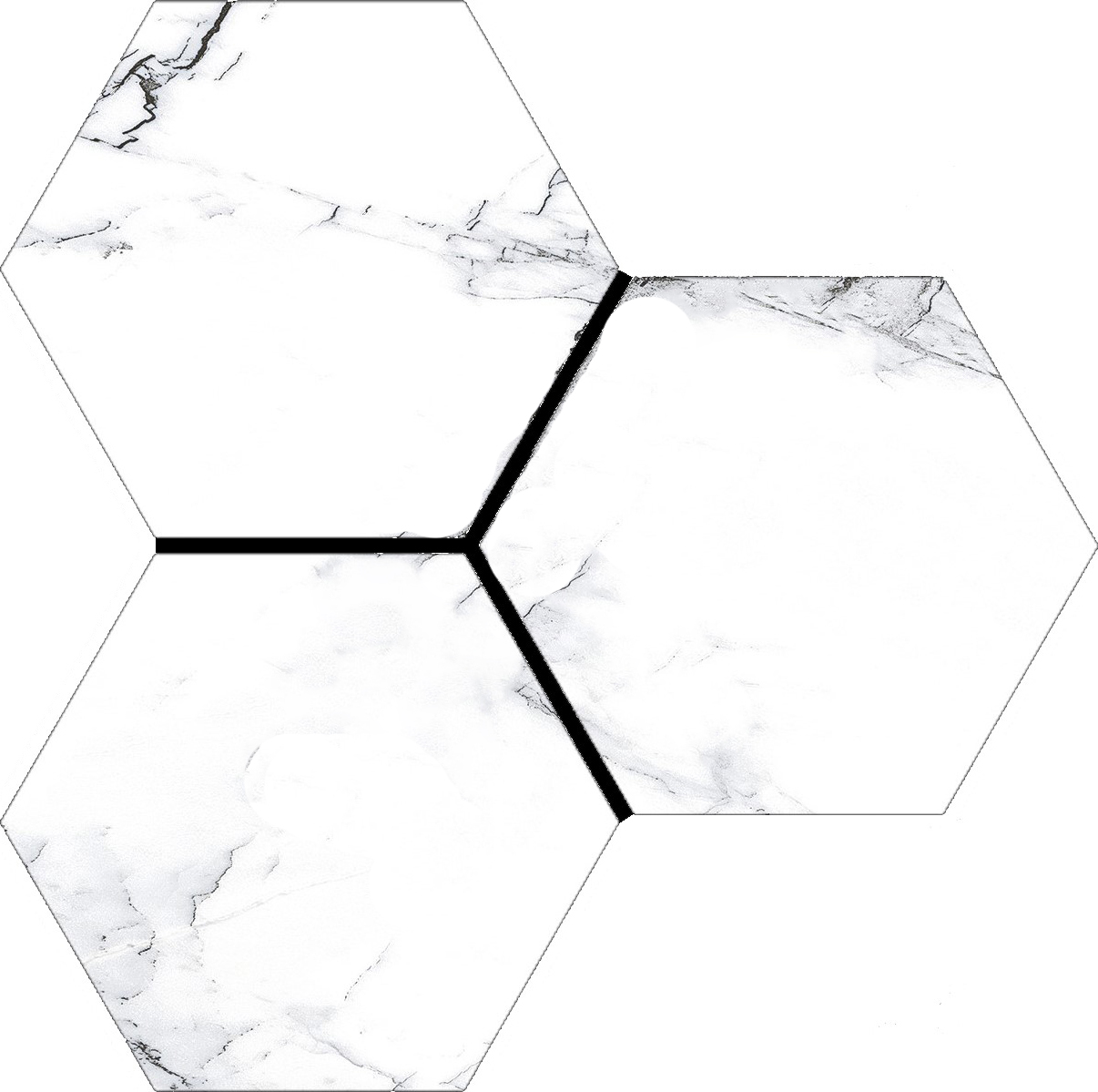 Treasure Ice White Marble 6" Carved Hexagon | Clon Digital Tile Catalog