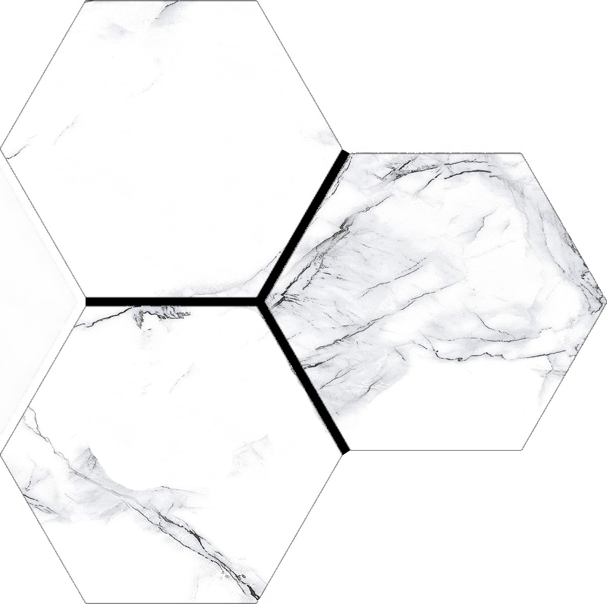 Treasure Ice White Marble 6" Carved Hexagon | Clon Digital Tile Catalog