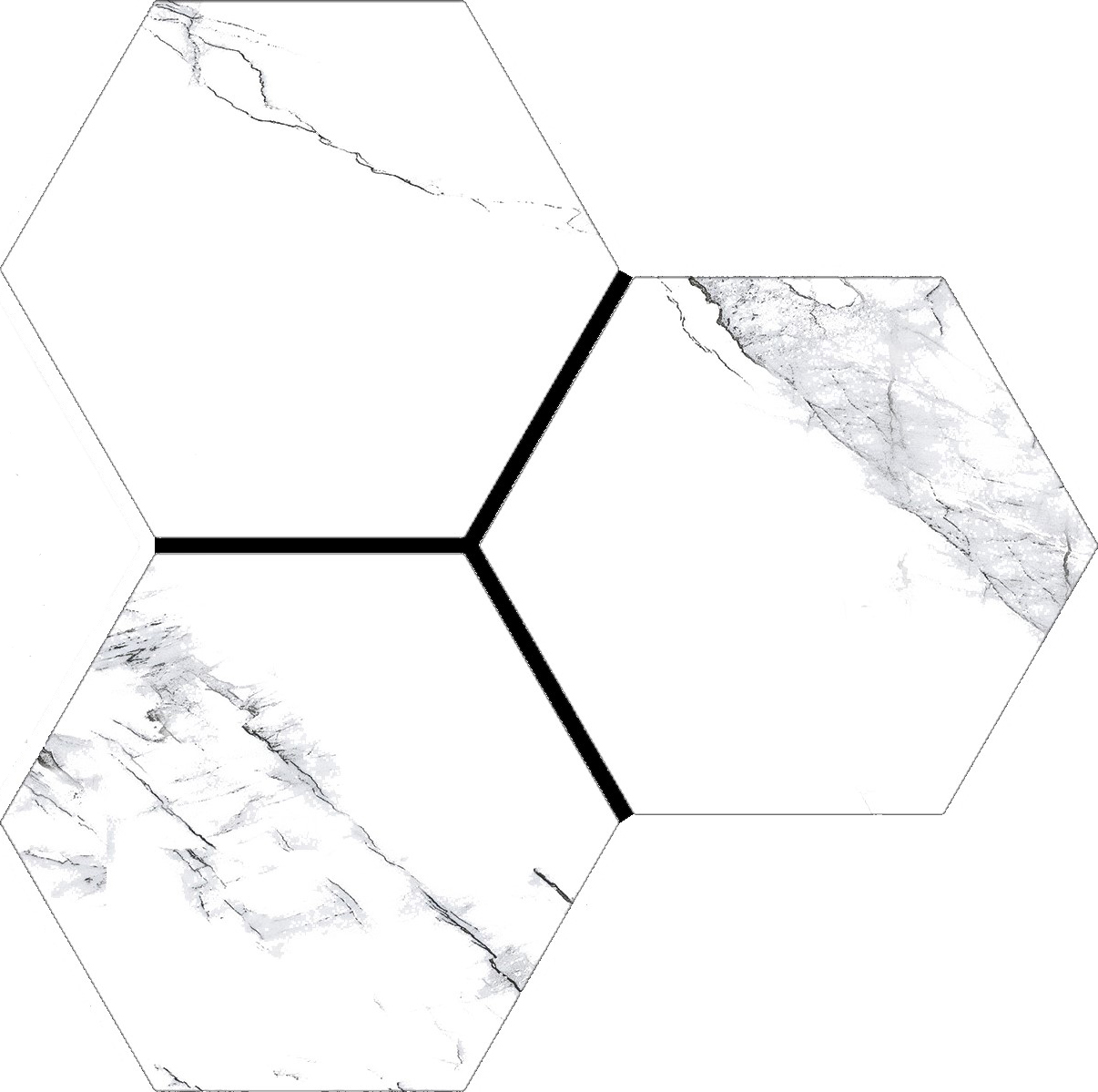 Treasure Ice White Marble 6" Carved Hexagon | Clon Digital Tile Catalog