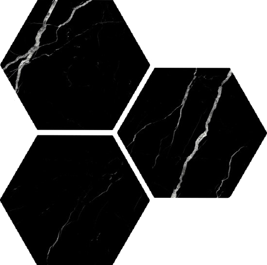 Treasure Midnight Nero 6" Carved Hexagon | Clon Digital Tile Catalog