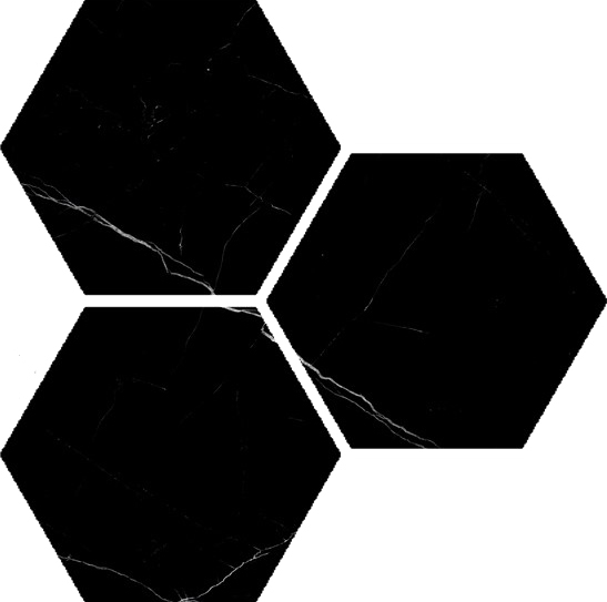Treasure Midnight Nero 6" Carved Hexagon | Clon Digital Tile Catalog