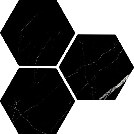 Treasure Midnight Nero 6" Carved Hexagon | Clon Digital Tile Catalog