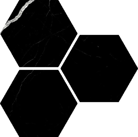 Treasure Midnight Nero 6" Carved Hexagon | Clon Digital Tile Catalog