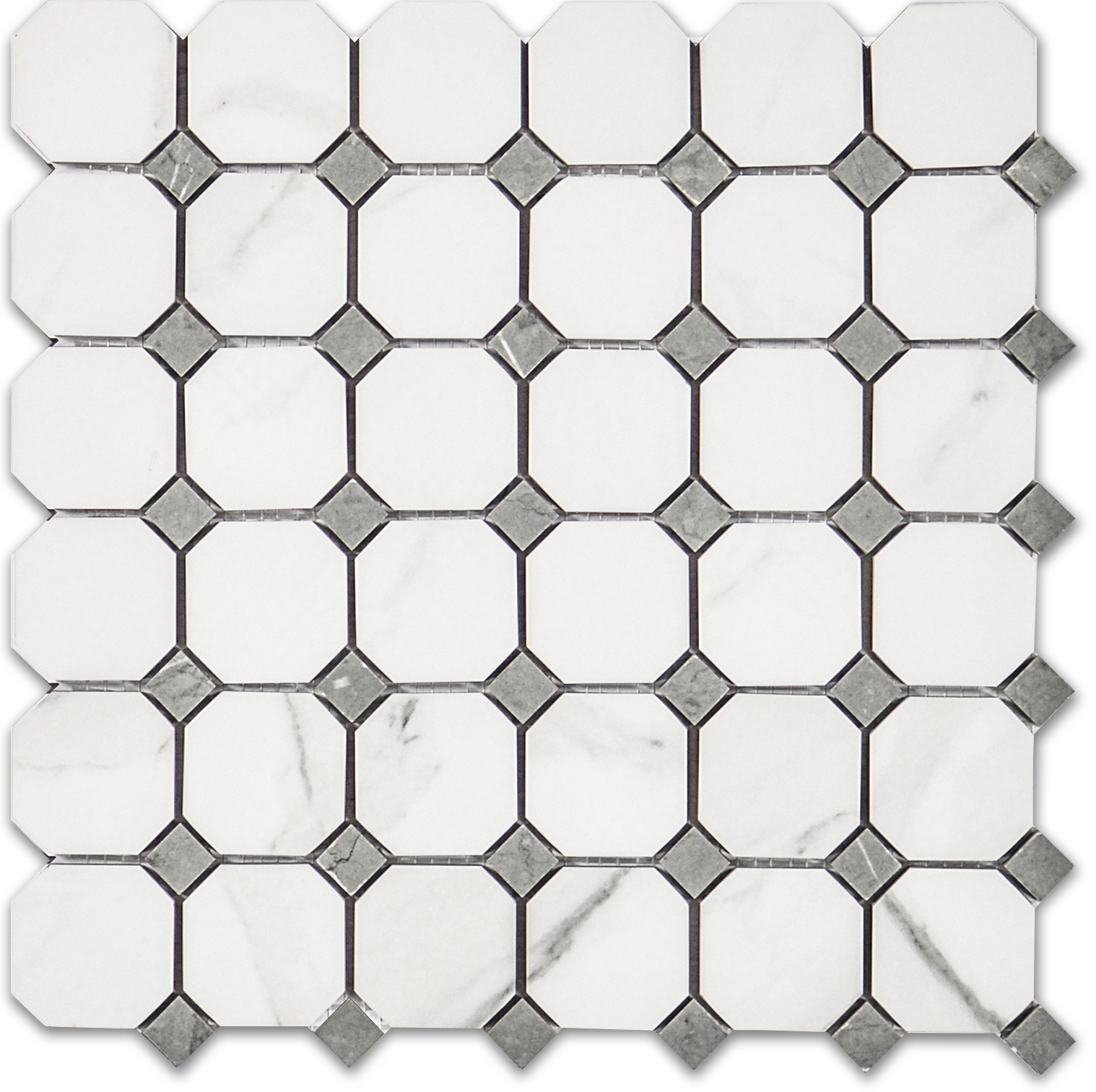 Treasure Statuario Polished Octagon/Dot Mosaic | Clon Digital Tile Catalog