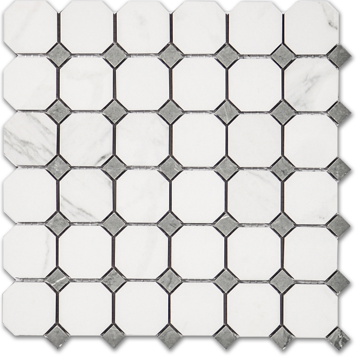 Treasure Statuario Polished Octagon/Dot Mosaic | Clon Digital Tile Catalog