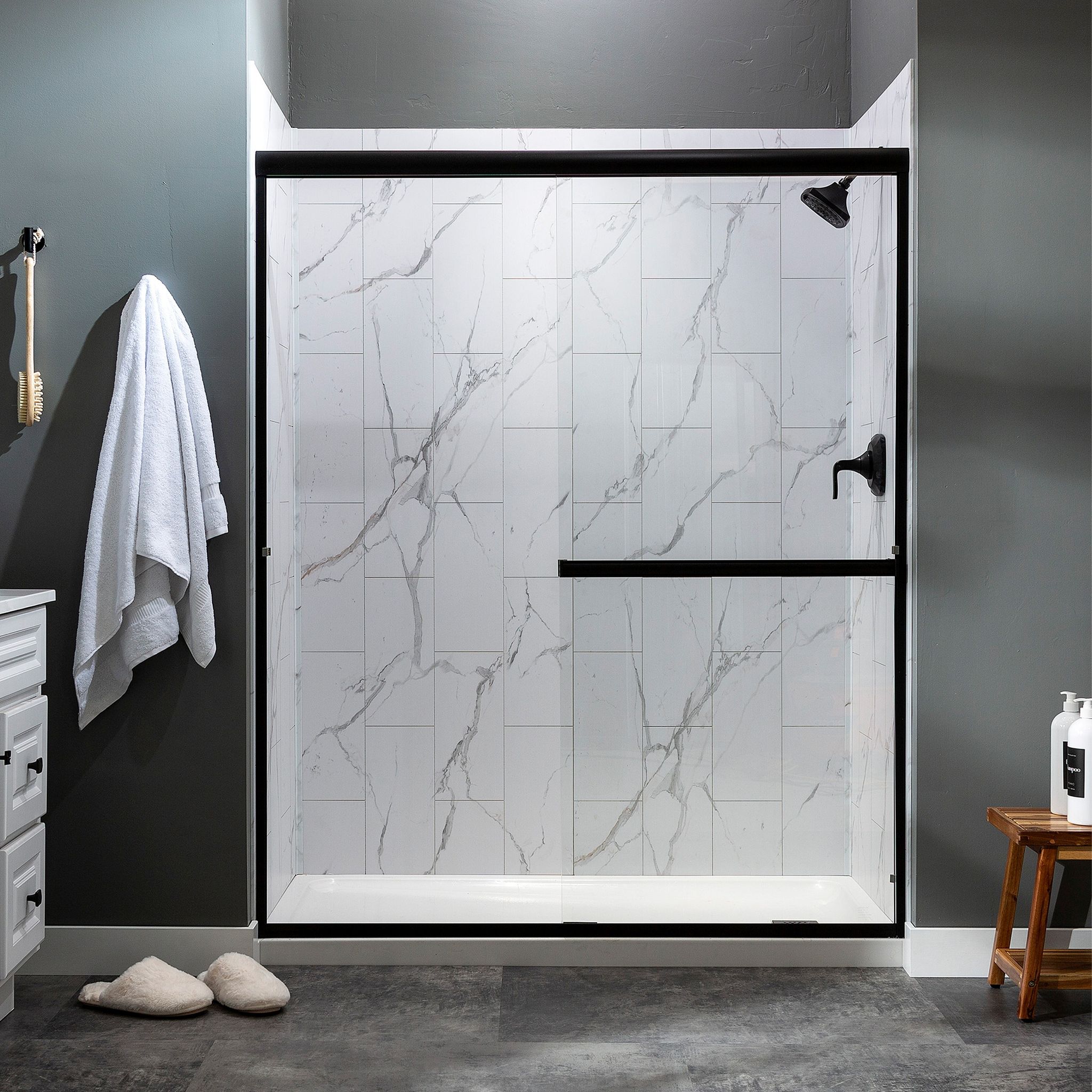 Carrara Marble Shower Wall Kit 32x60x78 | Clon Digital Tile Catalog