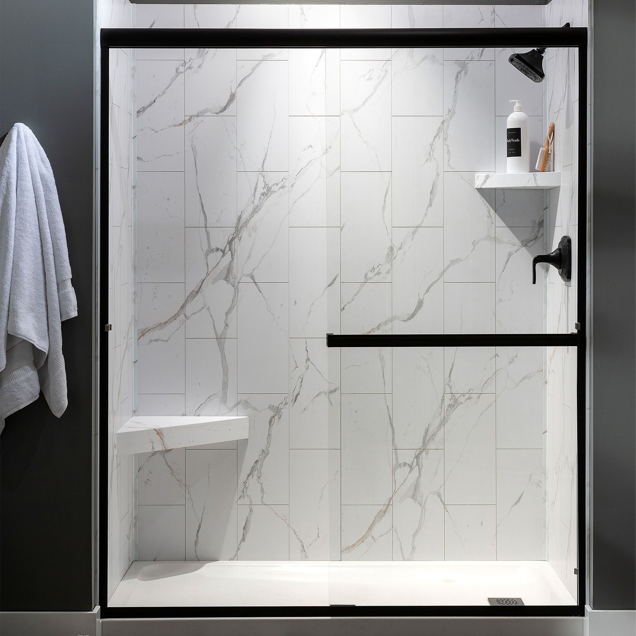 Carrara Marble Shower Wall Kit 36x60x78 | Clon Digital Tile Catalog