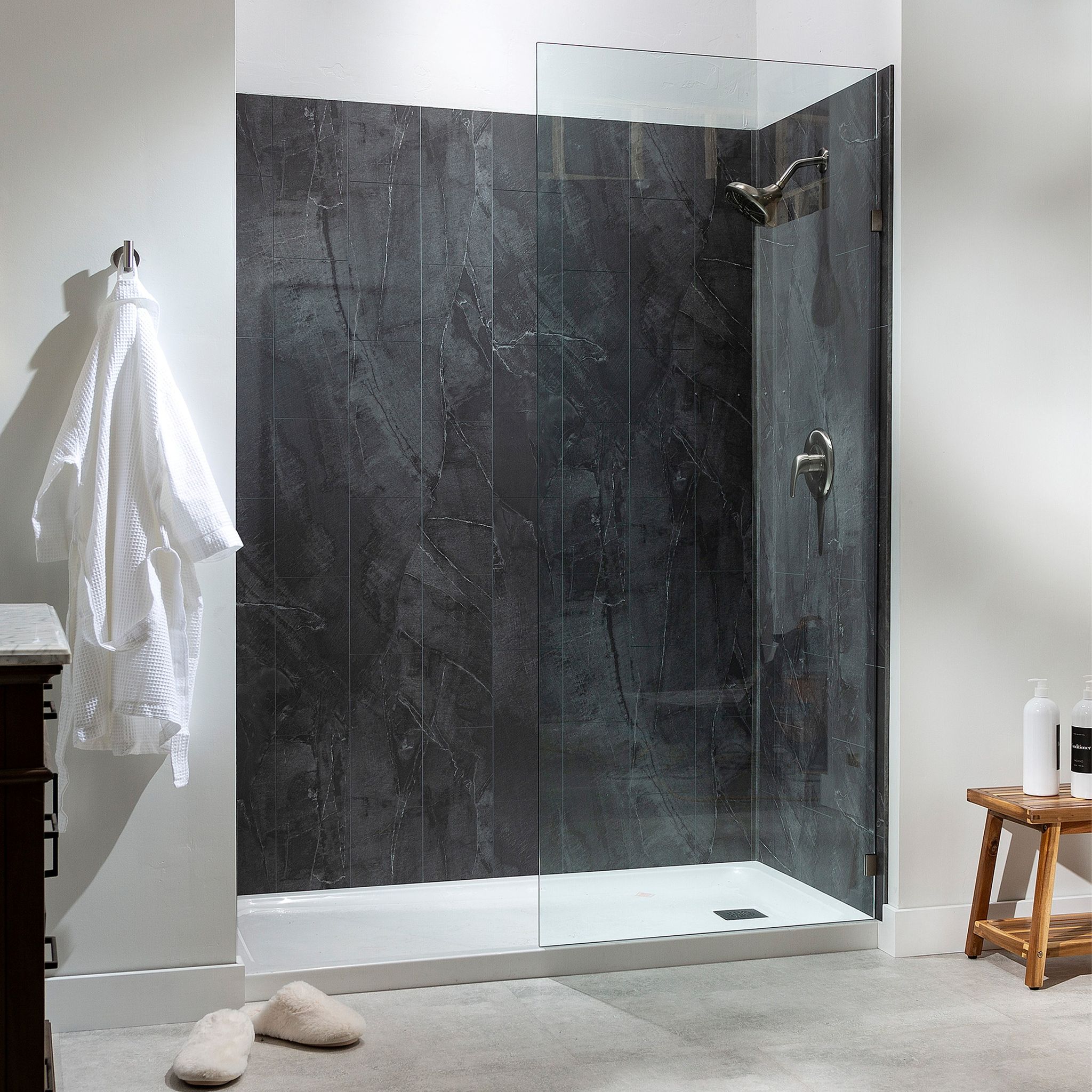 Cracked Slate Shower Wall Kit 30x60x78 | Clon Digital Tile Catalog