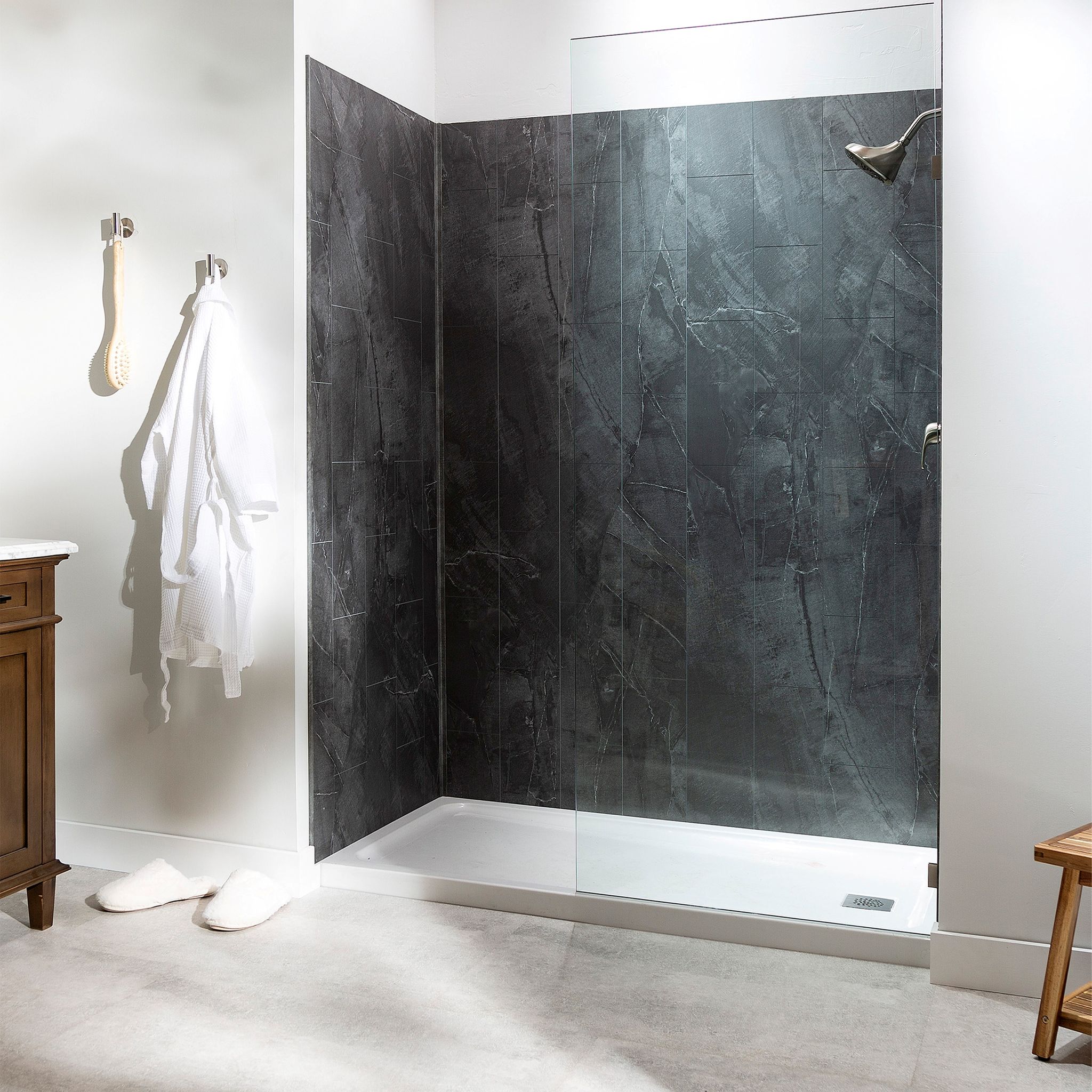 Cracked Slate Shower Wall Kit 36x36x78 | Clon Digital Tile Catalog