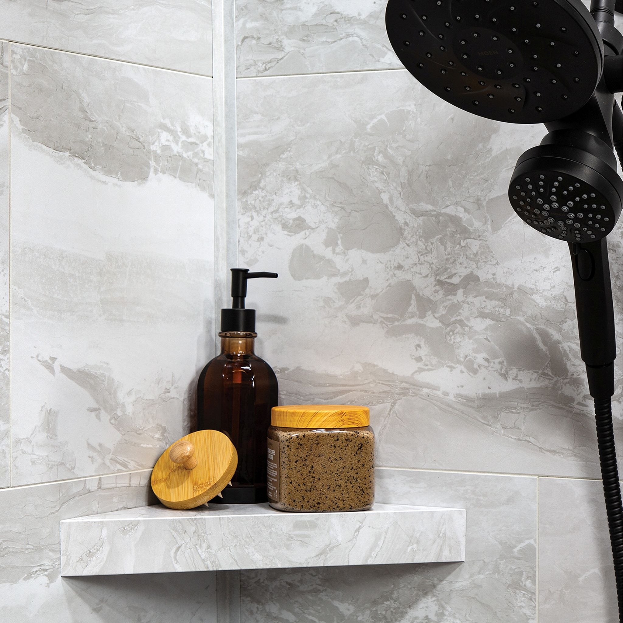 Iced Pewter Shower Shelf 14.56x7.12x2 | Clon Digital Tile Catalog