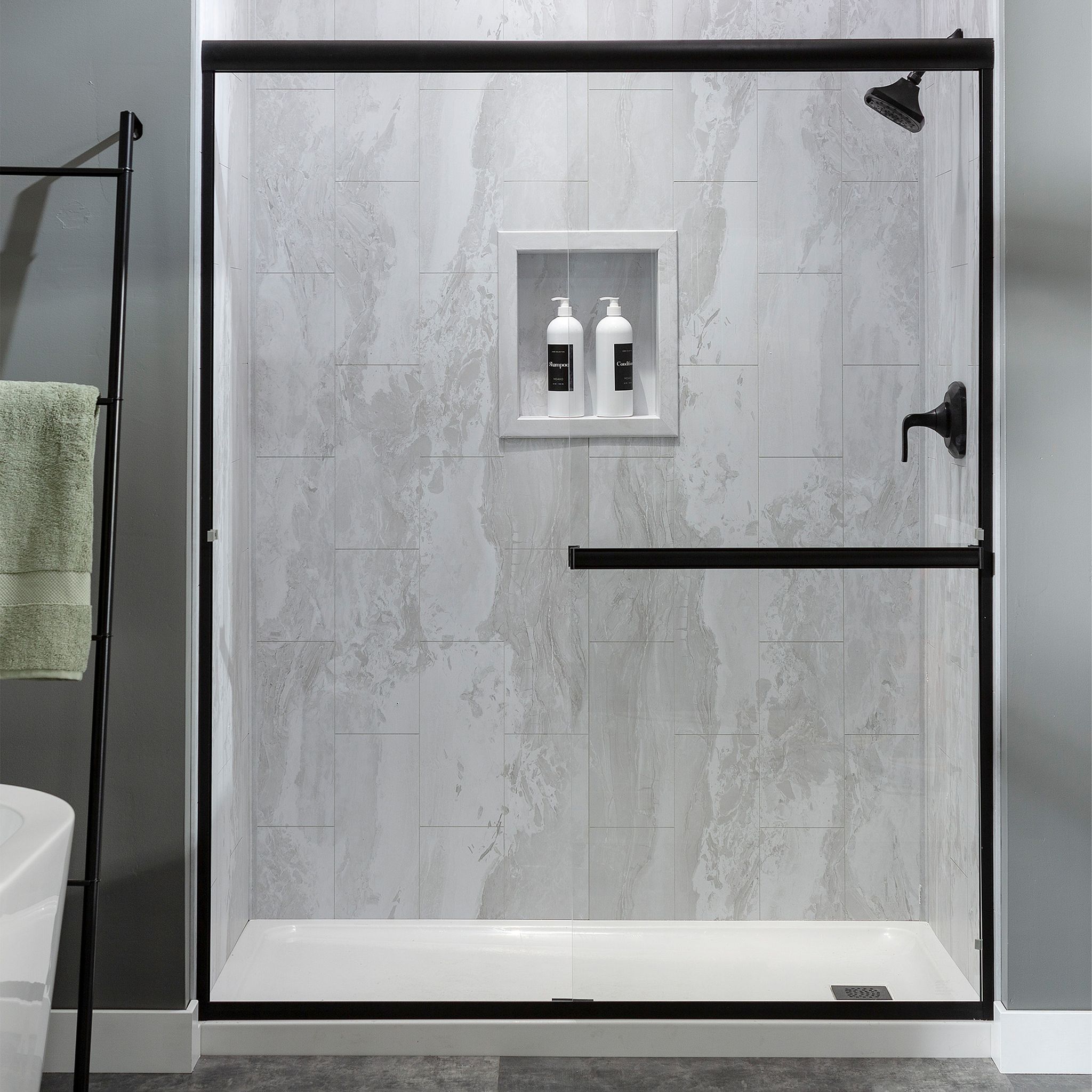Iced Pewter Shower Wall Kit 36x36x78 | Clon Digital Tile Catalog
