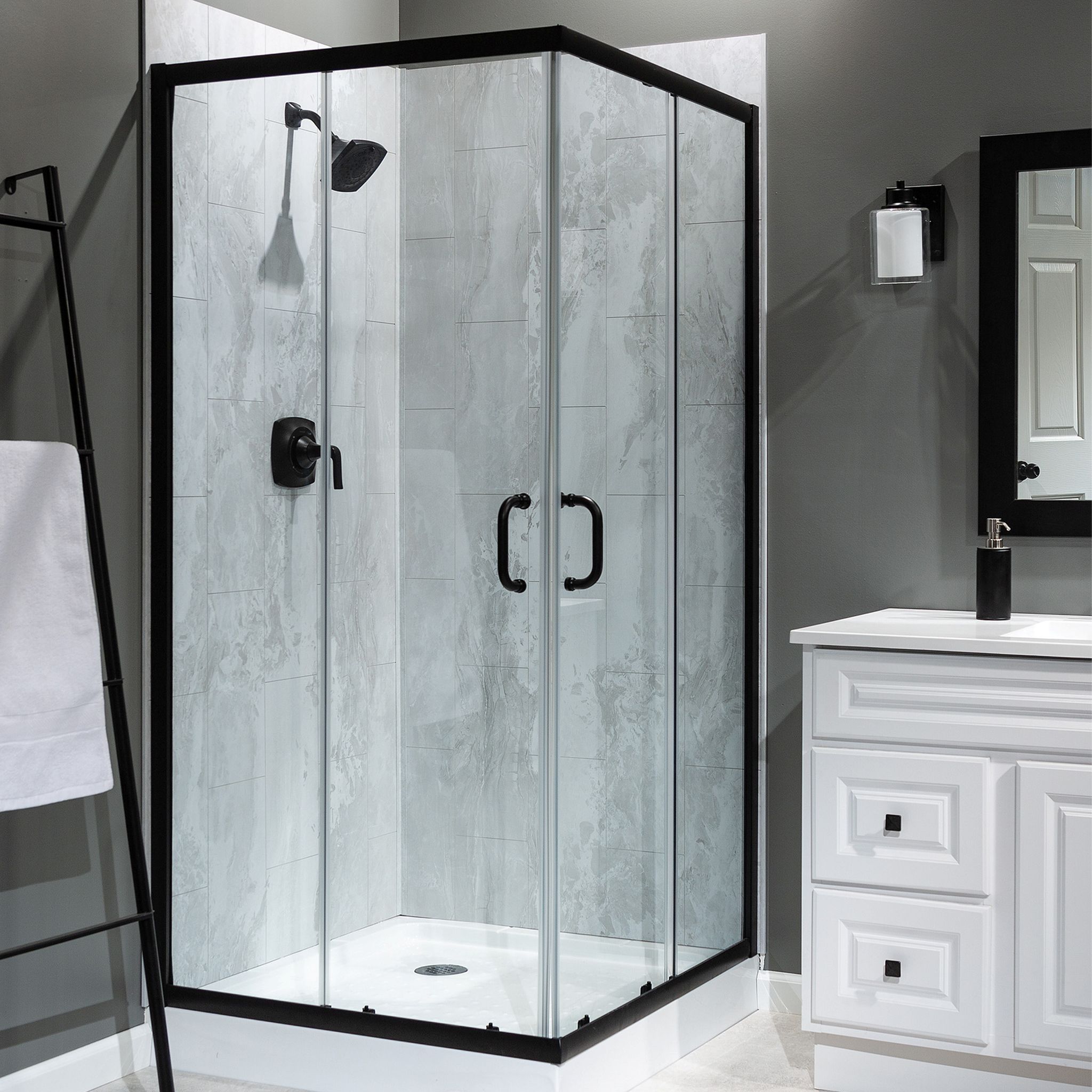 Iced Pewter Shower Wall Kit 36x60x78 | Clon Digital Tile Catalog