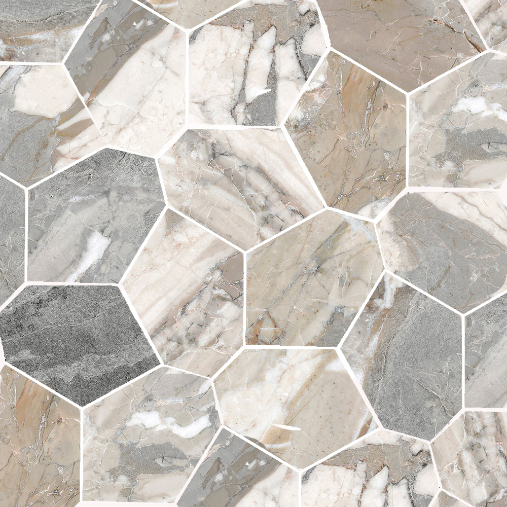 Dynasty Grey Polished/Matte 11X12 Eggs Mosaic | Clon Digital Tile Catalog