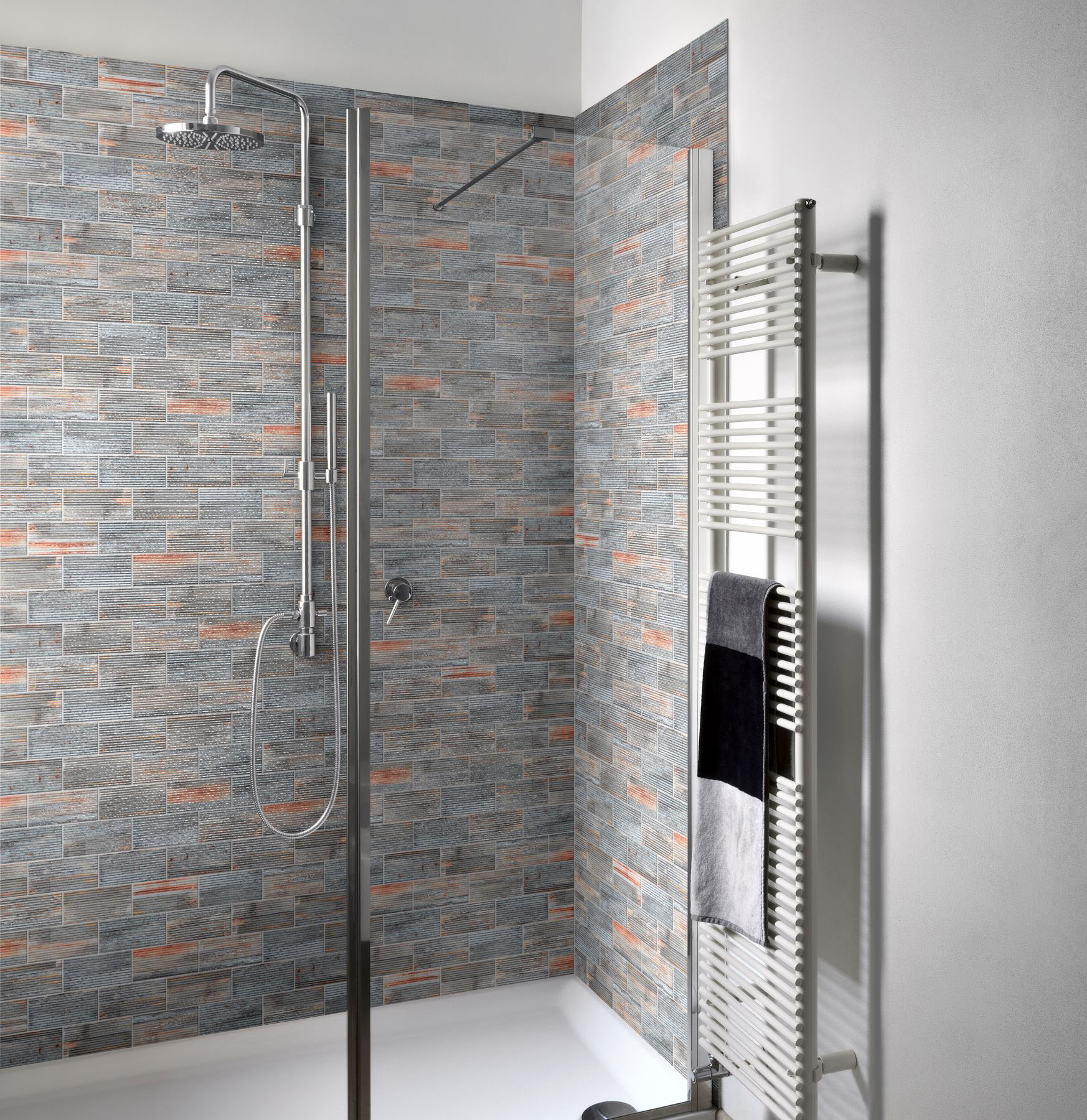 2.8"x6" Rust Industrial Linear Relief Pattern Glazed Ceramic Mosaic | Clon Digital Tile Catalog