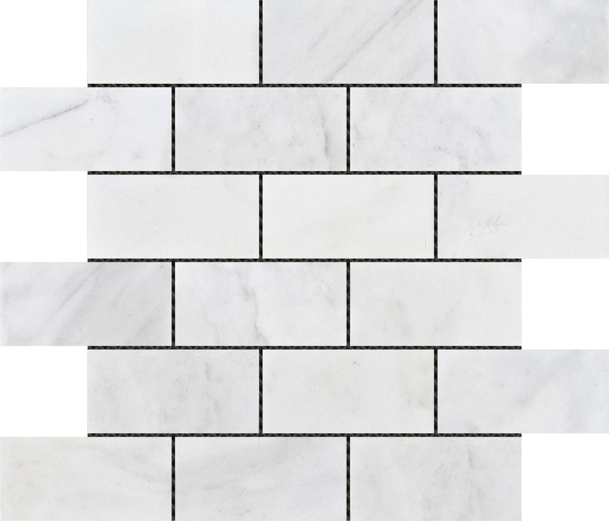 2"x4" Brick Pattern White Grey Marble | Clon Digital Tile Catalog