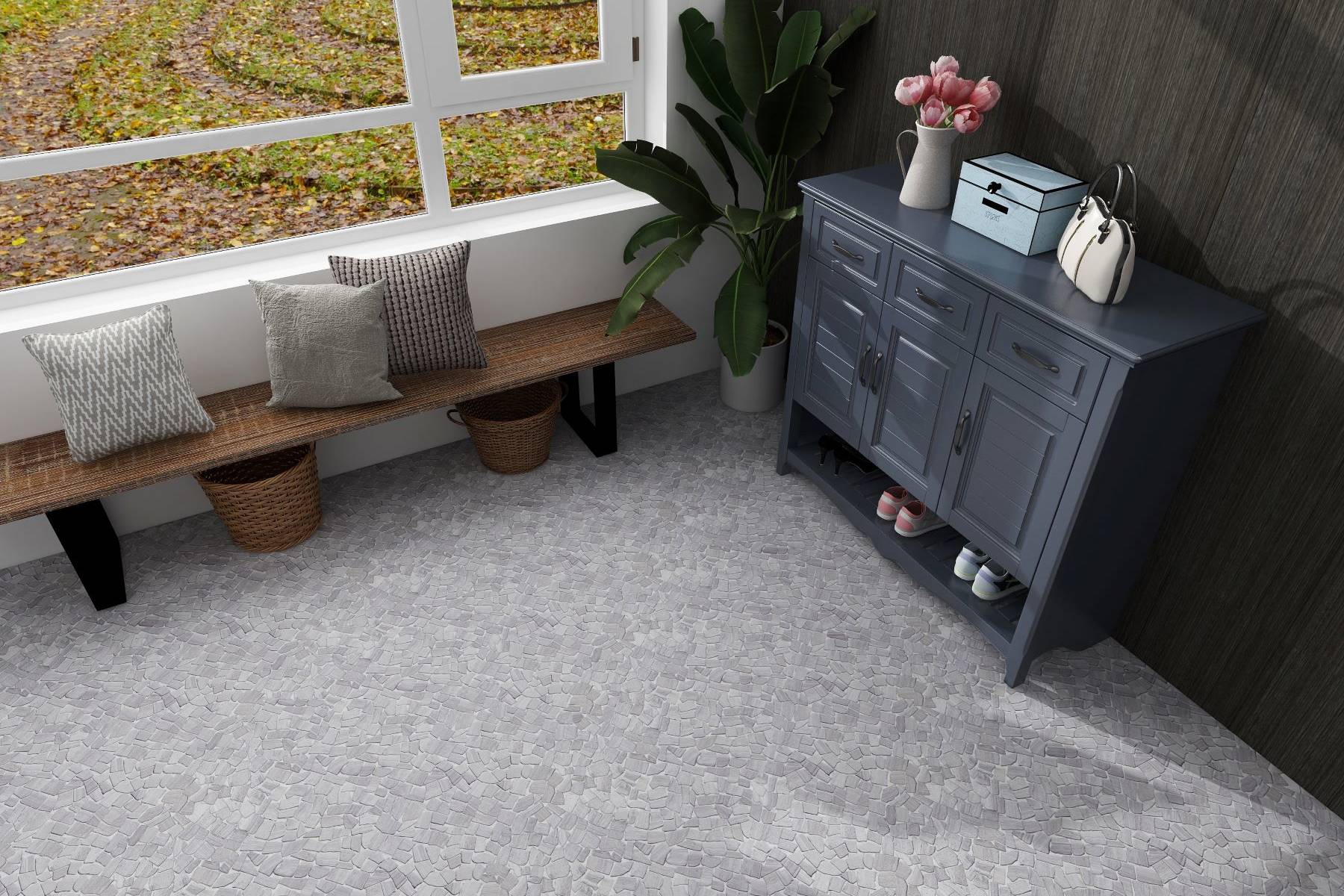 Beige Limestone Matte Mini Opus Interlocking  | Clon Digital Tile Catalog