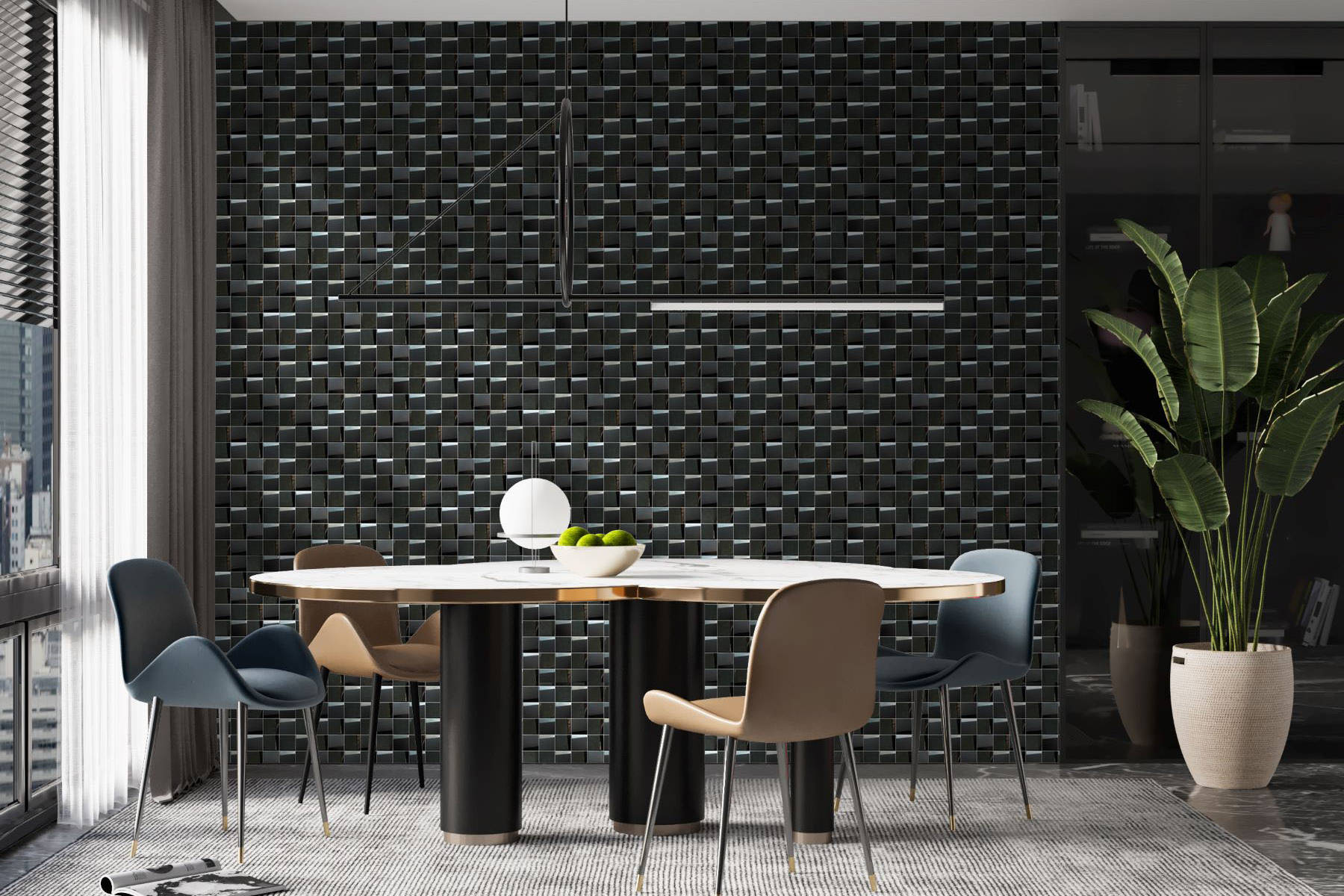 Black 3D Metal Mix Finish 2 | Clon Digital Tile Catalog