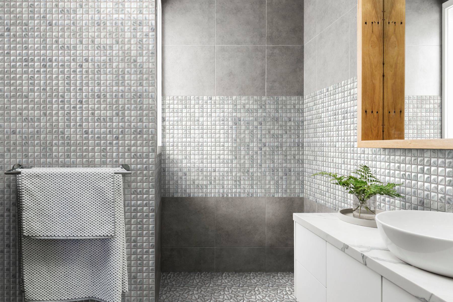 Glass Pebble Light Grey  + Glass Square Light Grey | Clon Digital Tile Catalog