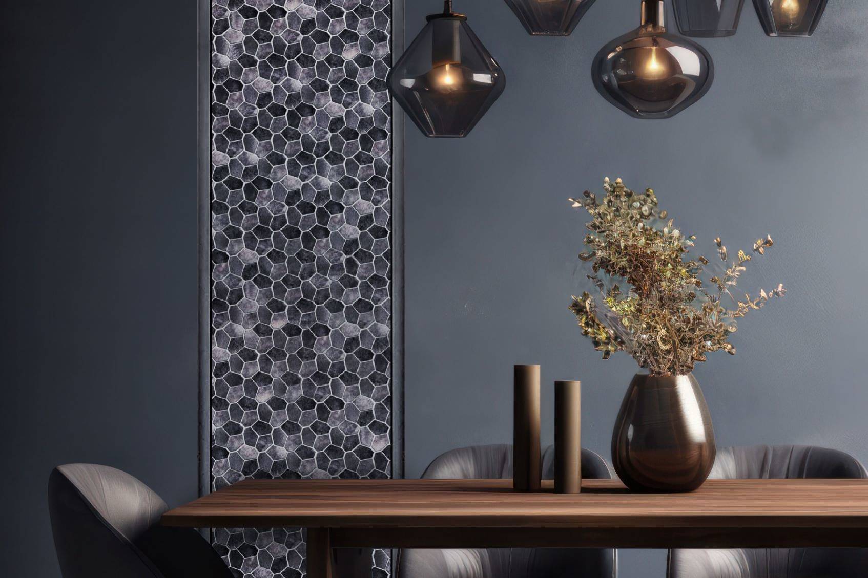 Hexagon Aluminum Mix Grey Mosaic  | Clon Digital Tile Catalog