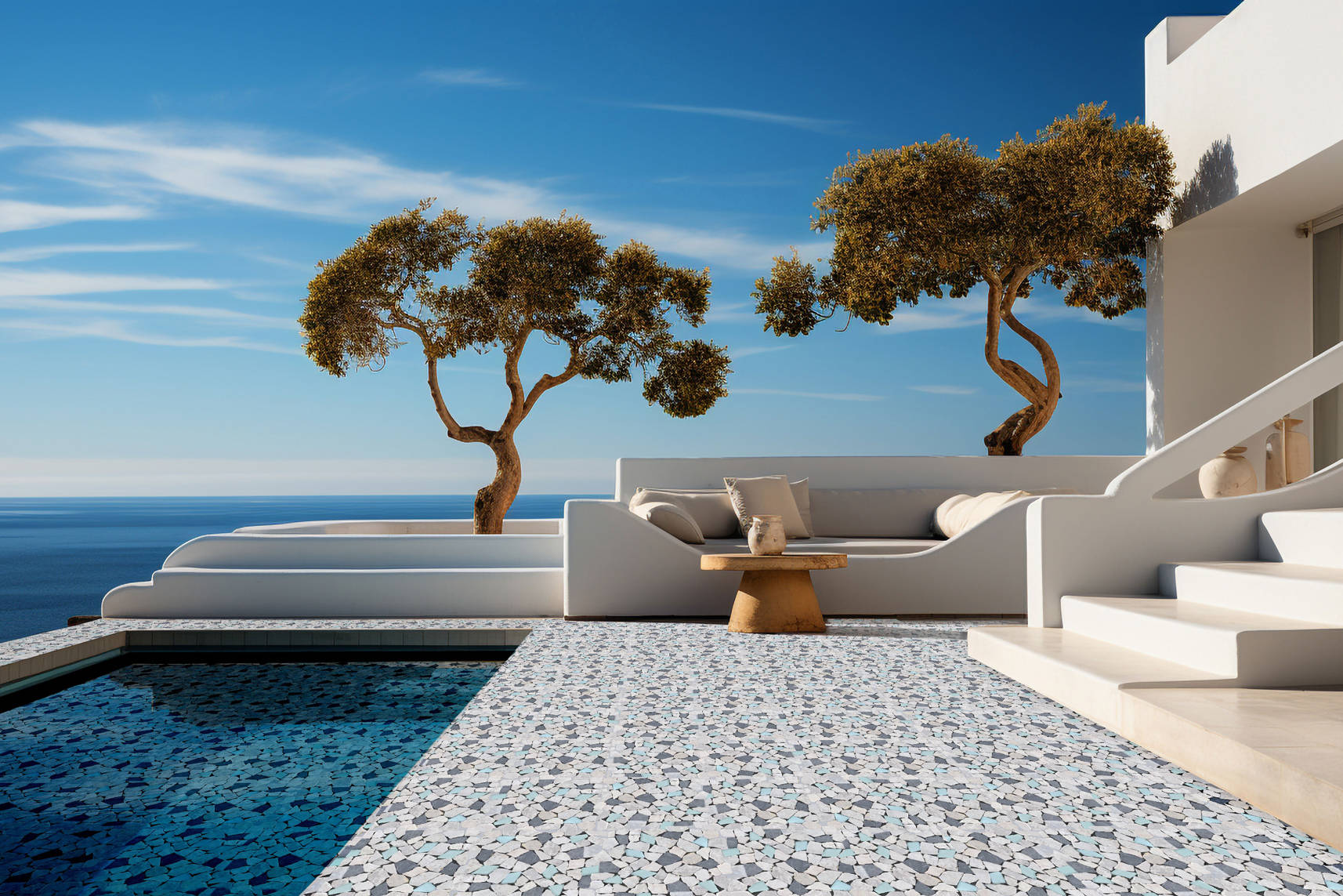 Mini Opus Beige Grey Marble Mix & Green Glass | Clon Digital Tile Catalog