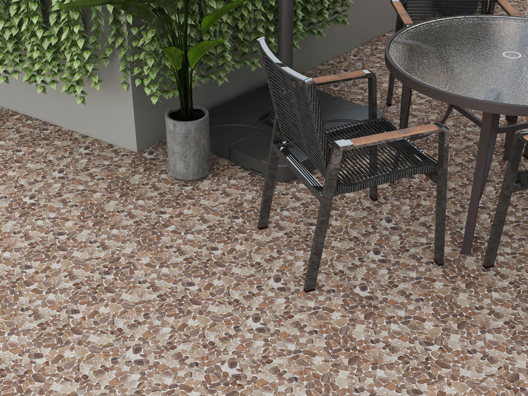 Mini Opus Matte Beige Brown Marble Stone Interlocking  | Clon Digital Tile Catalog