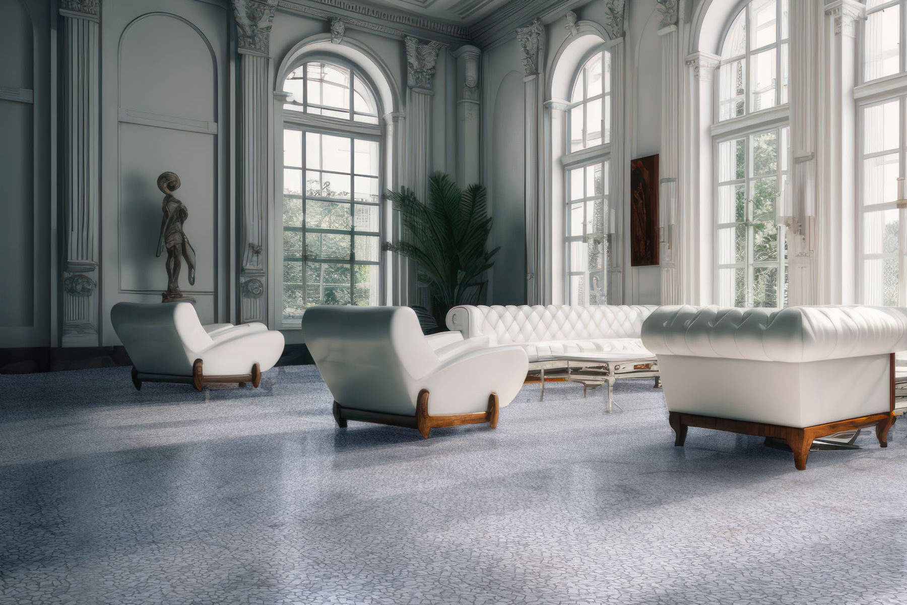 Mini Opus Matte White Grey Marble Stone Interlocking 2 | Clon Digital Tile Catalog