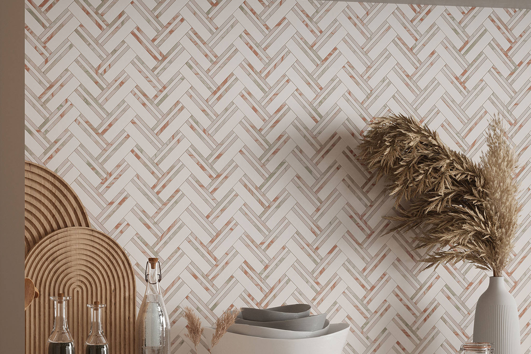 Rosey Weave Mosaic | Clon Digital Tile Catalog