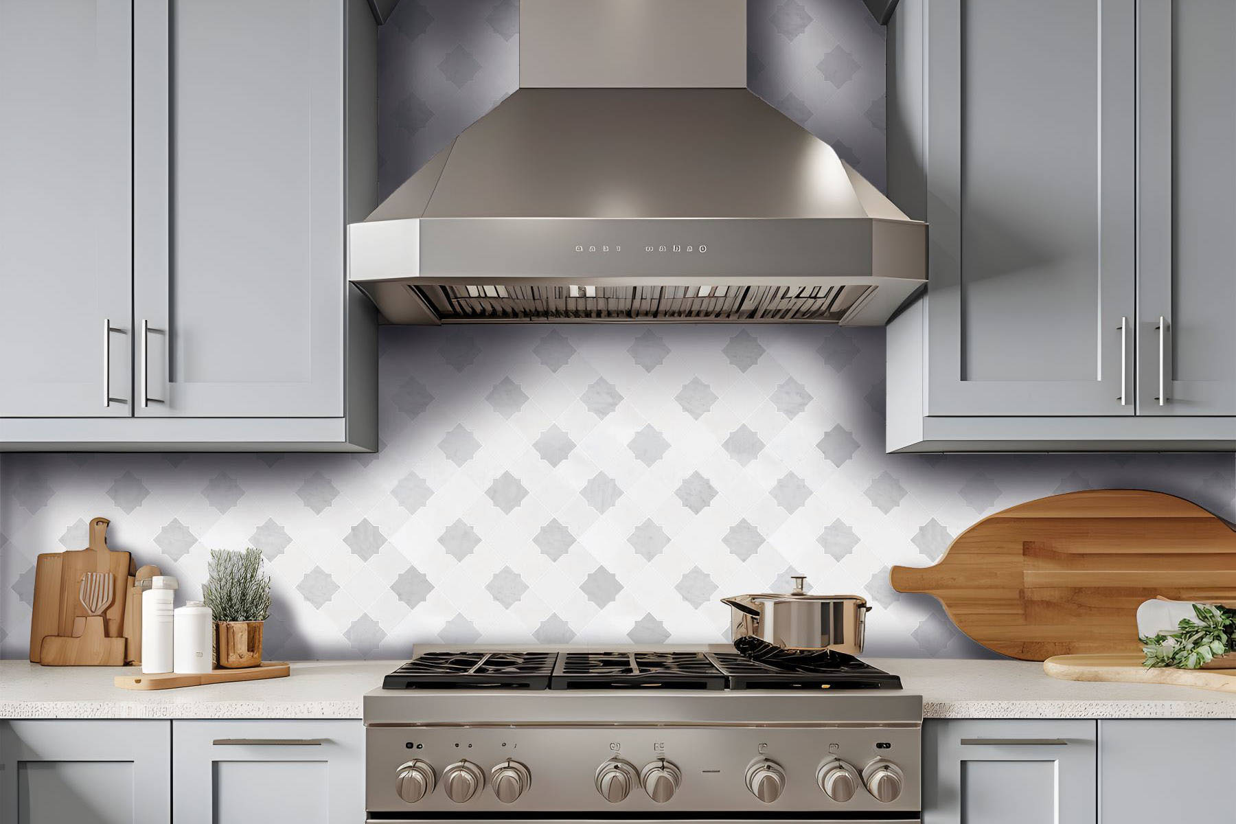 Star & Square White & Grey Mix Marble 2 | Clon Digital Tile Catalog