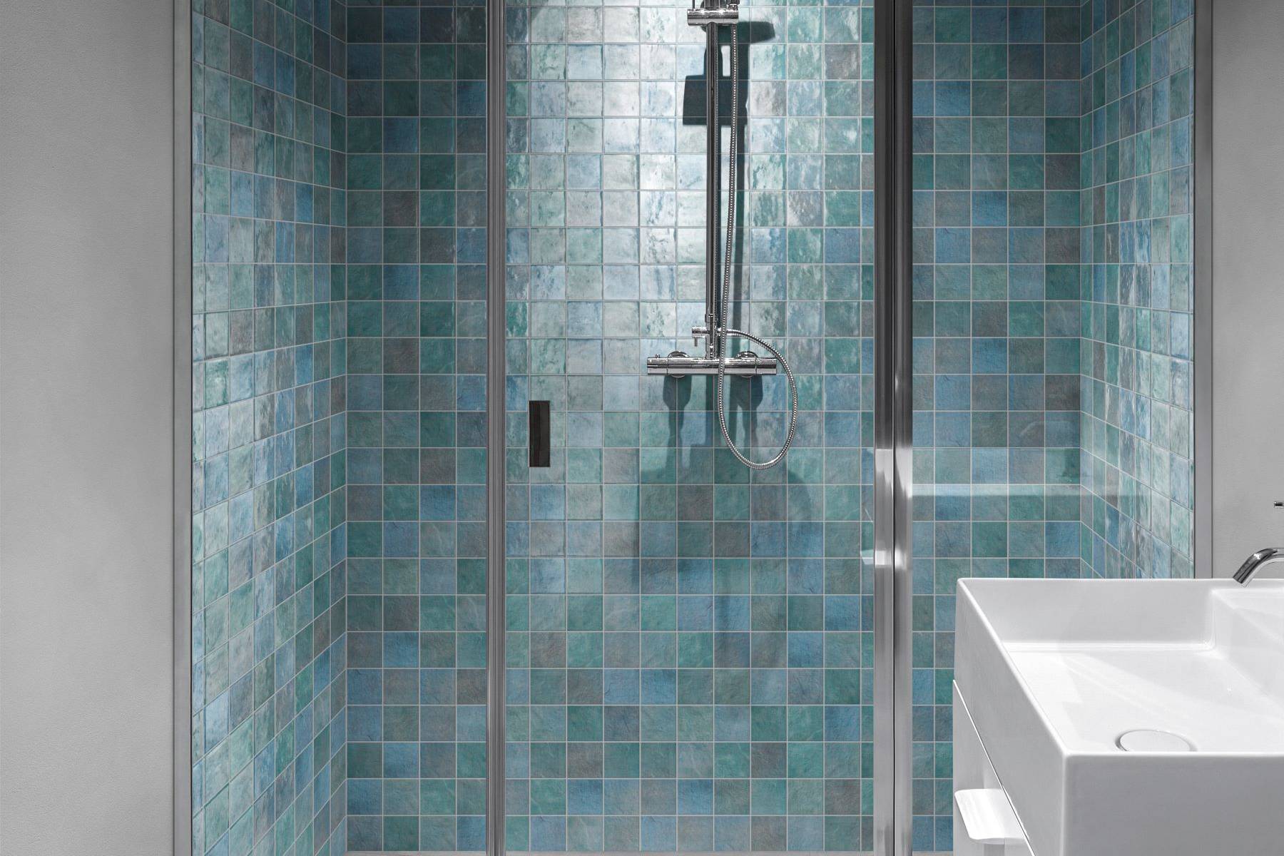 Zellige Glazed Ceramic Soft Blue Mix 3 | Clon Digital Tile Catalog