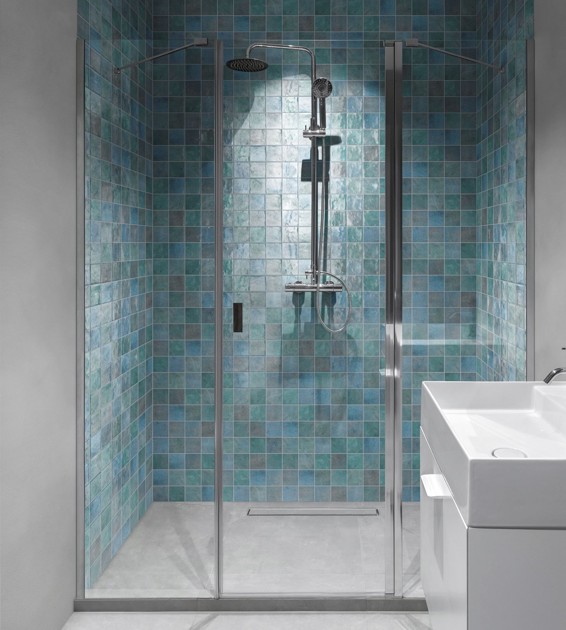 Zellige Glazed Ceramic Soft Blue Mix 3 | Clon Digital Tile Catalog
