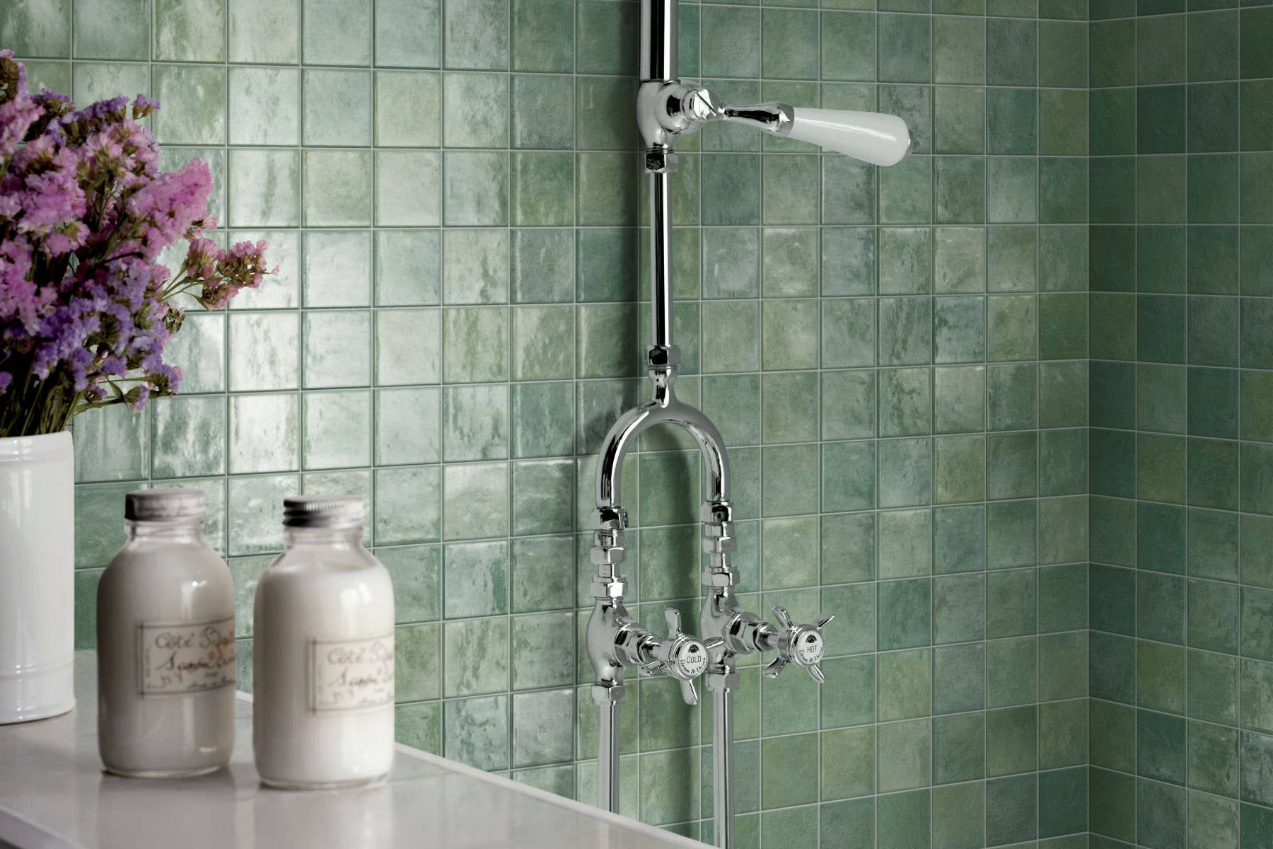 Zellige Glazed Ceramic Soft Green Mix 3 | Clon Digital Tile Catalog