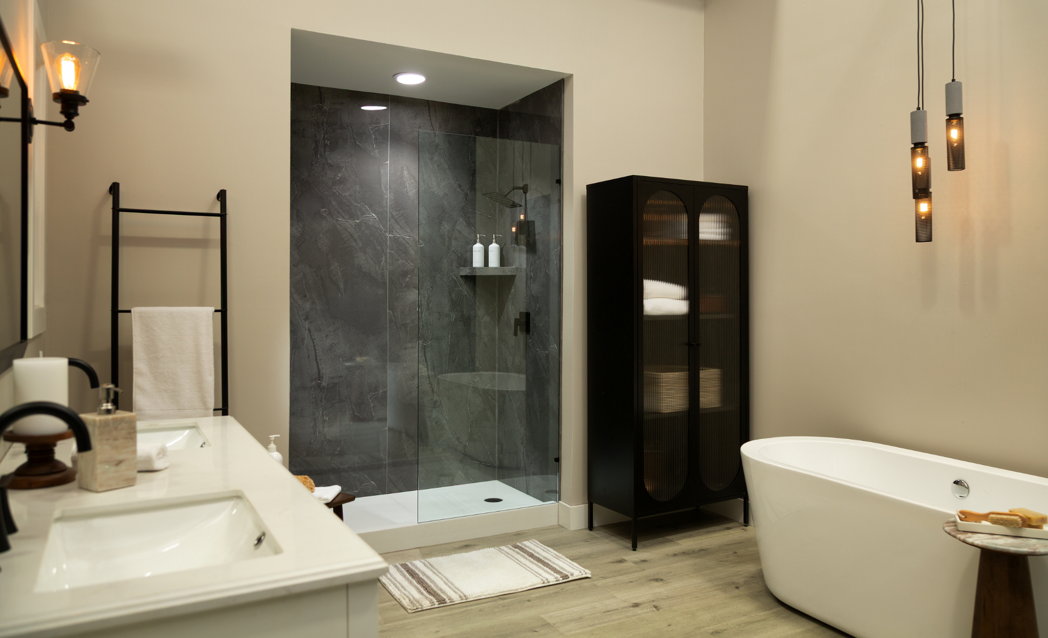 Cracked Slate Gloss Shower Wall Kit 30x60x94 | Clon Digital Tile Catalog