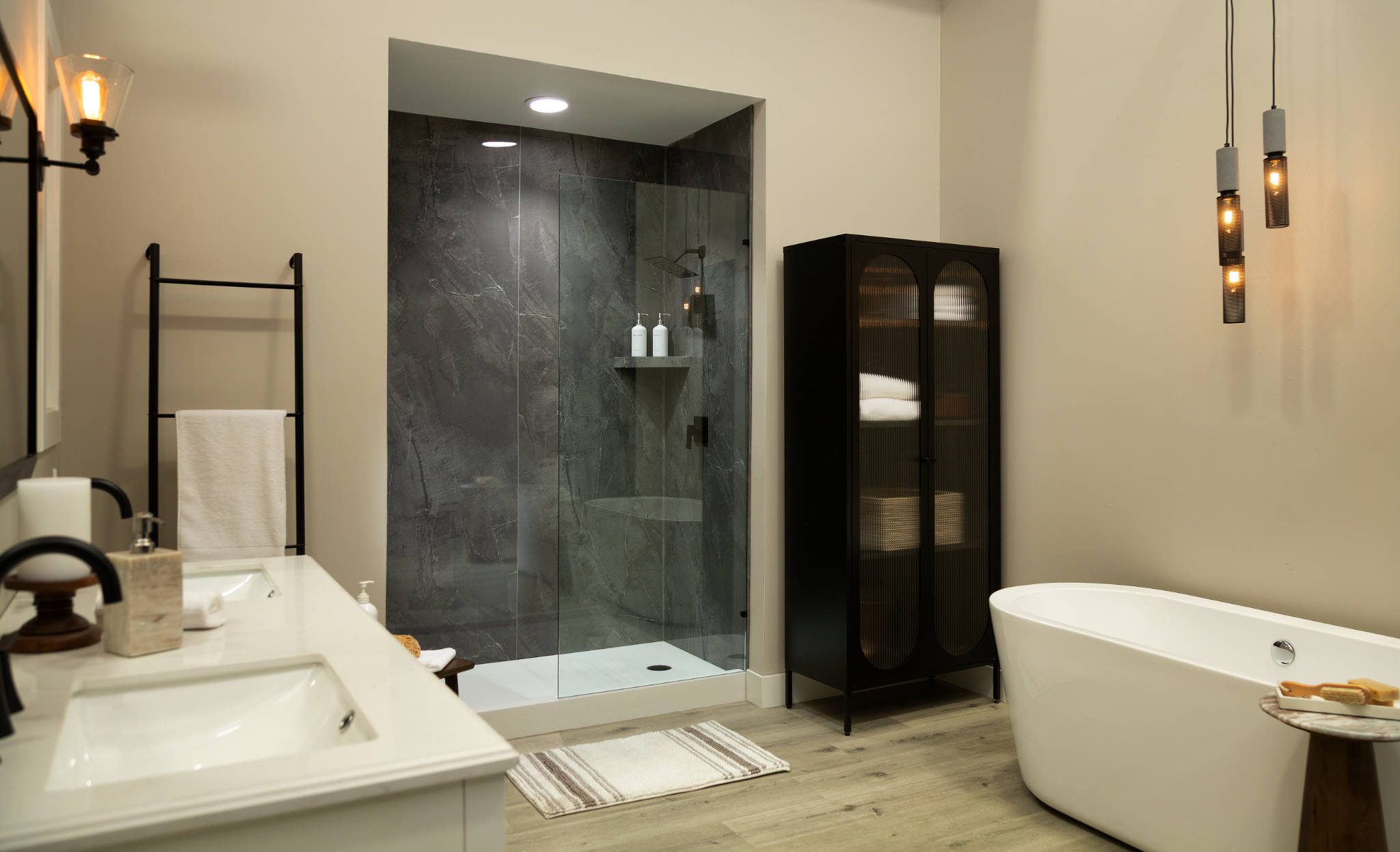Cracked Slate Gloss Shower Wall Kit 30x60x94 | Clon Digital Tile Catalog